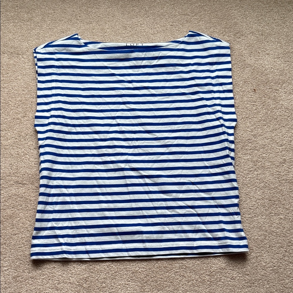 LOFT Navy and White Striped Tee